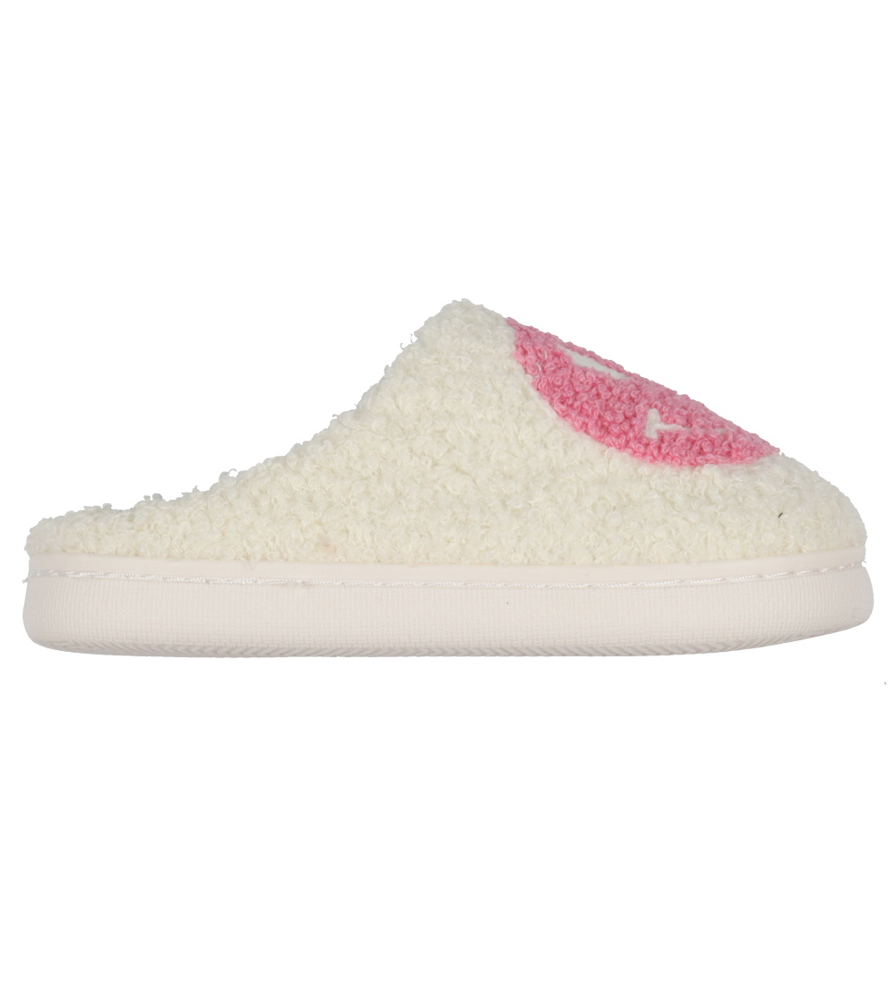 Chaussons By Stær - Blanc/Rose av. Smiley
