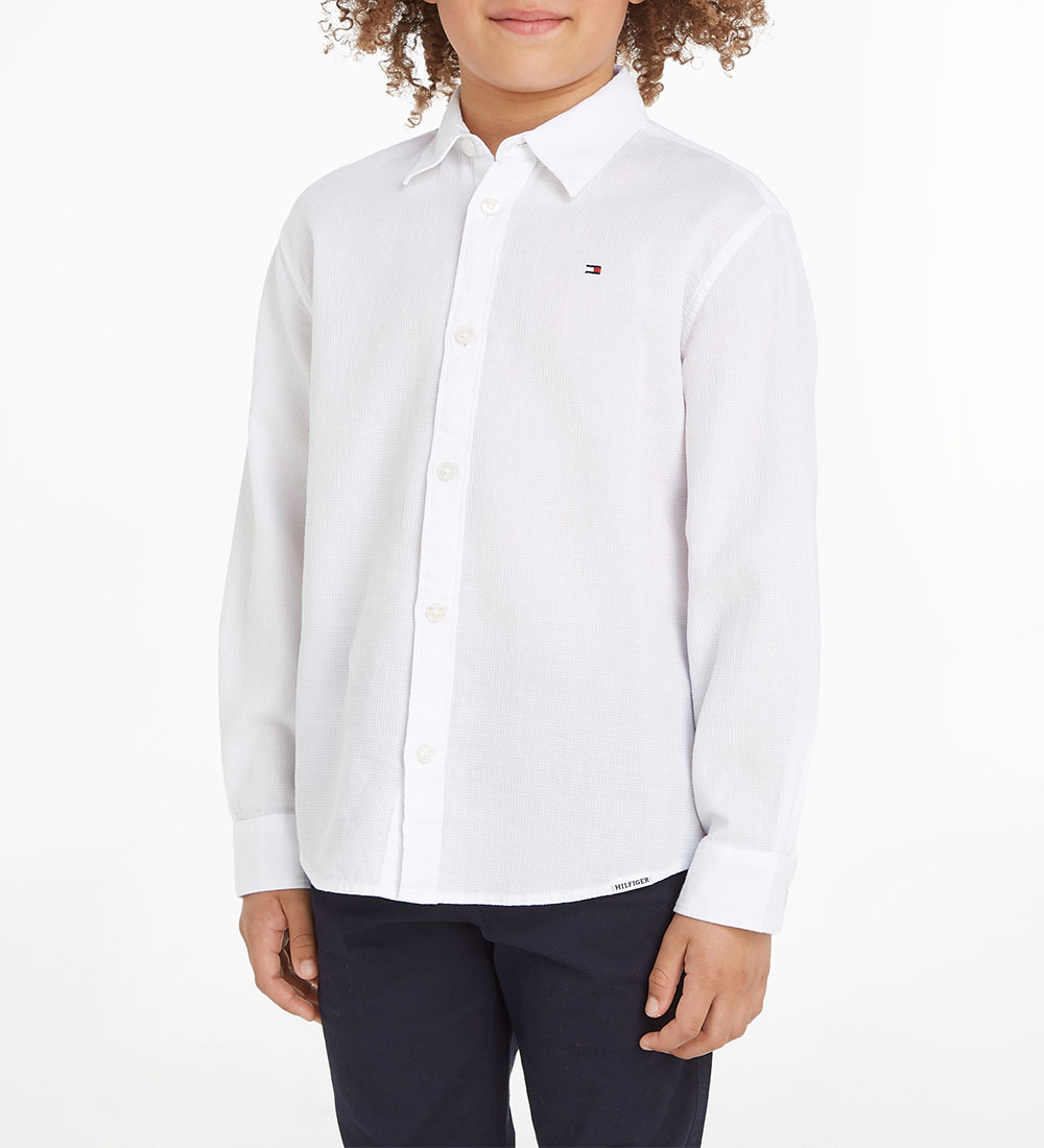 Tommy Hilfiger Overhemd - Solid Wafel - White