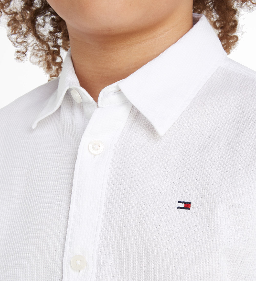 Tommy Hilfiger Overhemd - Solid Wafel - White