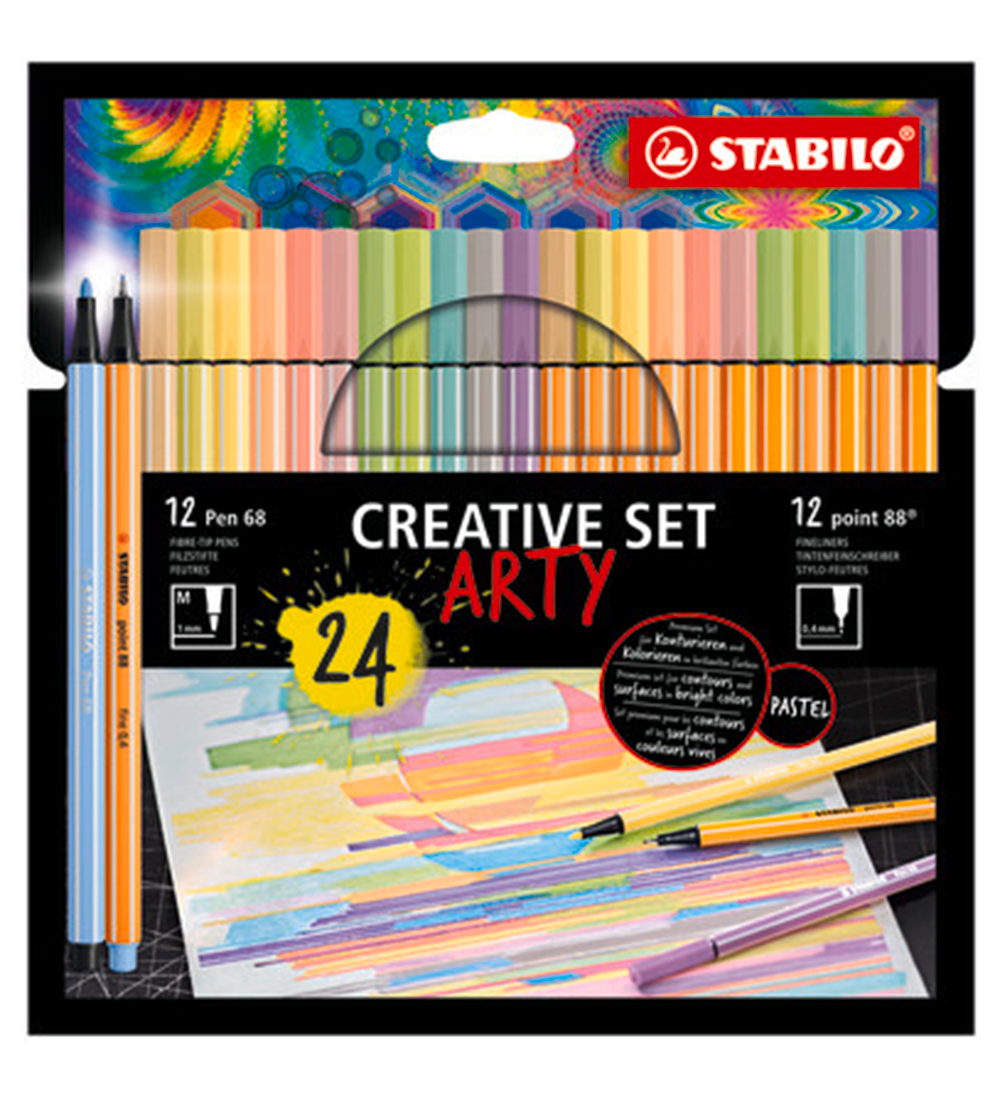 Marqueurs Magiques Stabilo - Pen 68/Point 88 Artillerie - 24 pce