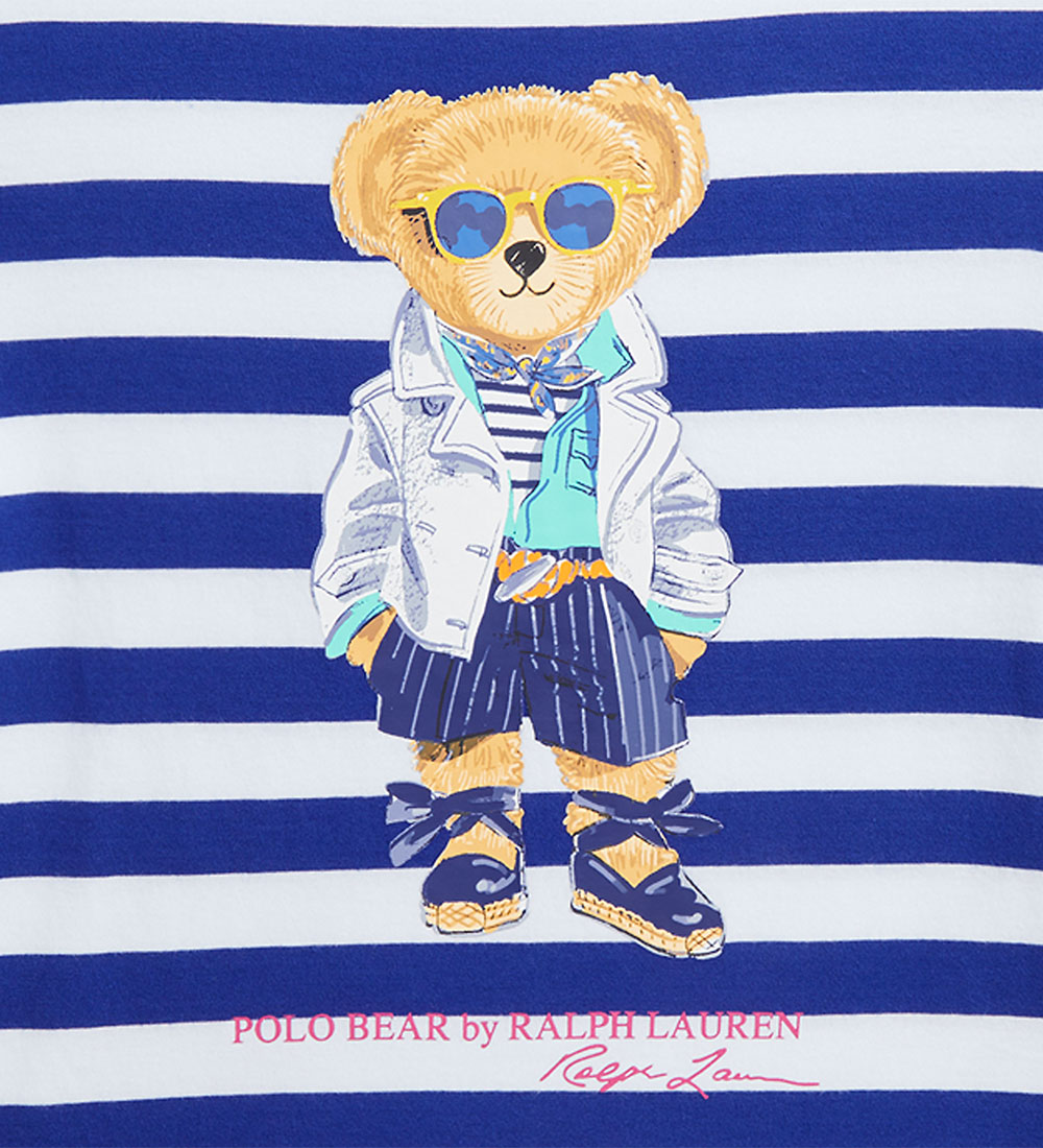 Polo Ralph Lauren T-shirt - White/Blue Striped w. Soft Toy