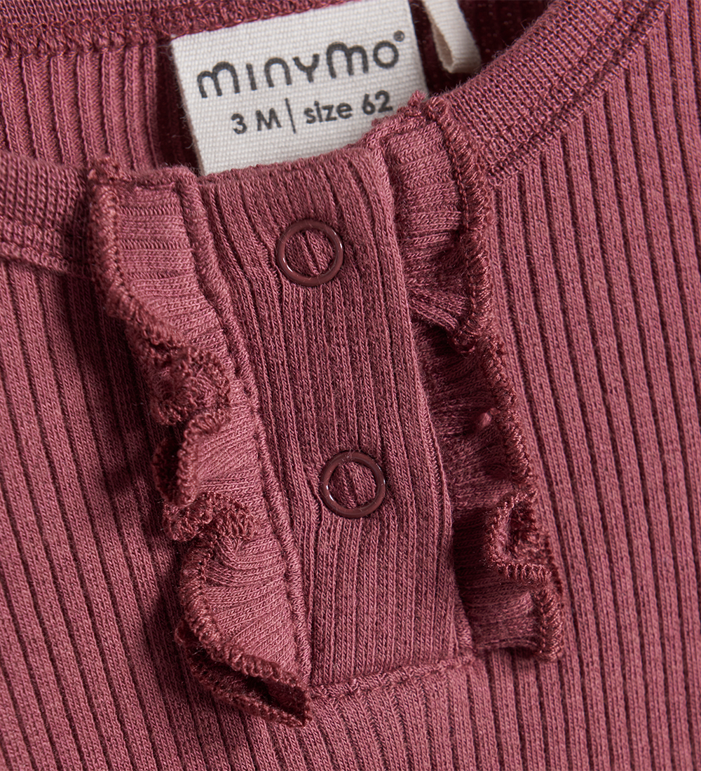 Minymo Bodysuit l/s - Rib - Roan Rouge