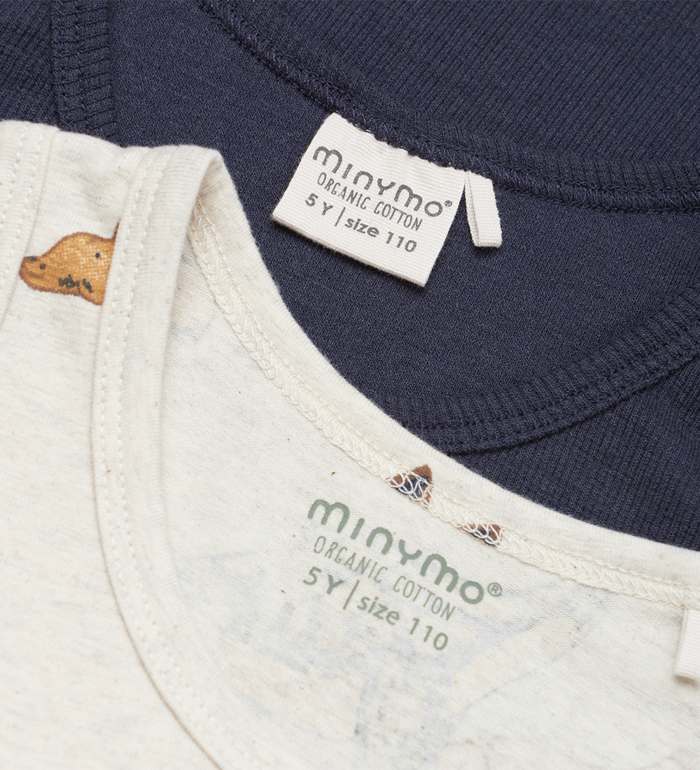 Minymo Undershirt - 2-Pack - Navy/Beige Melange