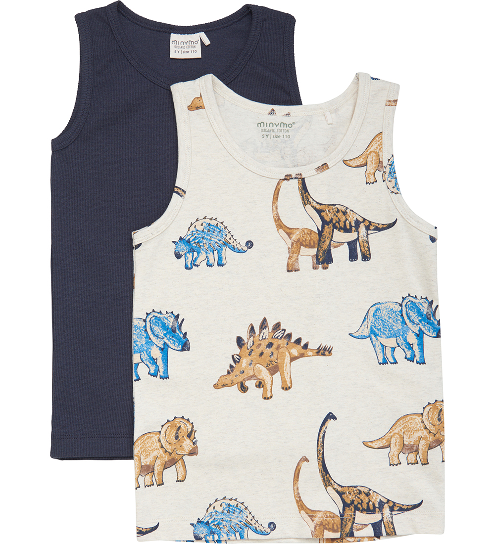 Minymo Undershirt - 2-Pack - Navy/Beige Melange