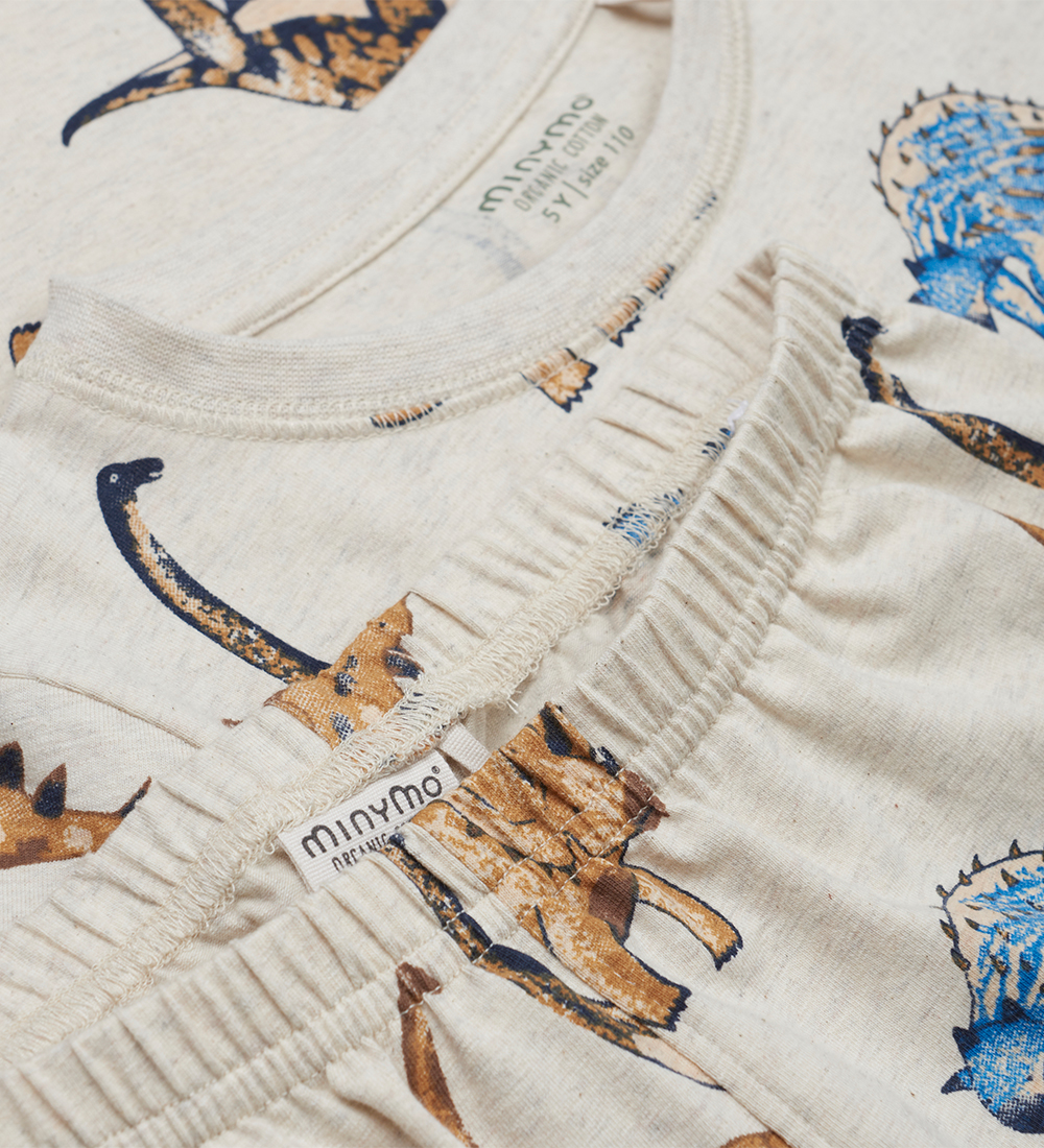 Minymo Pyjama Set - Beige Melange w. Dinosaurs