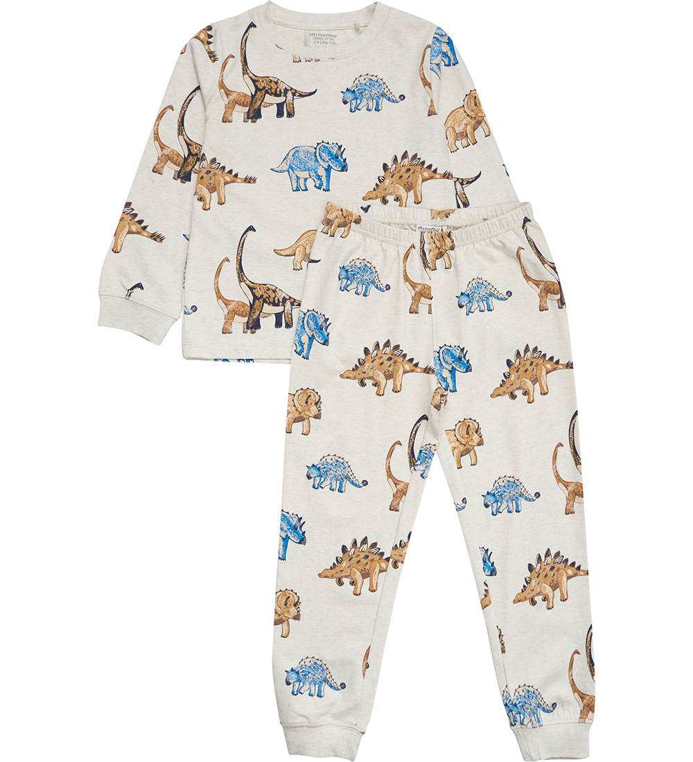 Minymo Pyjama Set - Beige Melange w. Dinosaurs
