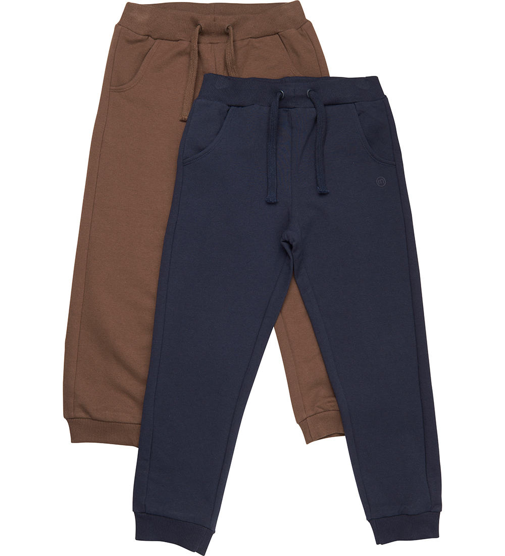 Minymo Pantalon de Jogging - 2 Pack - Dark Marine/Brown