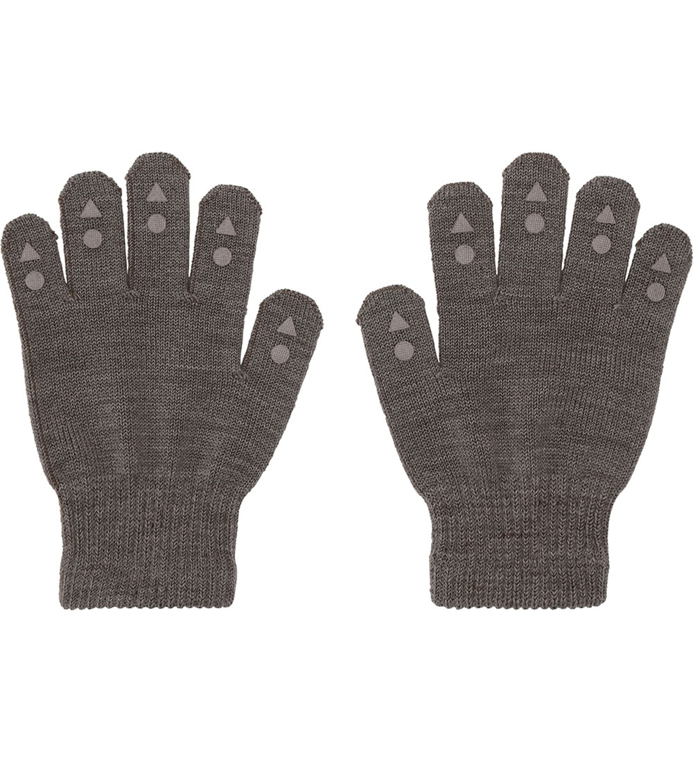 GoBabyGo Gloves - Knitted - Wool - Brown Melange w. Dapper