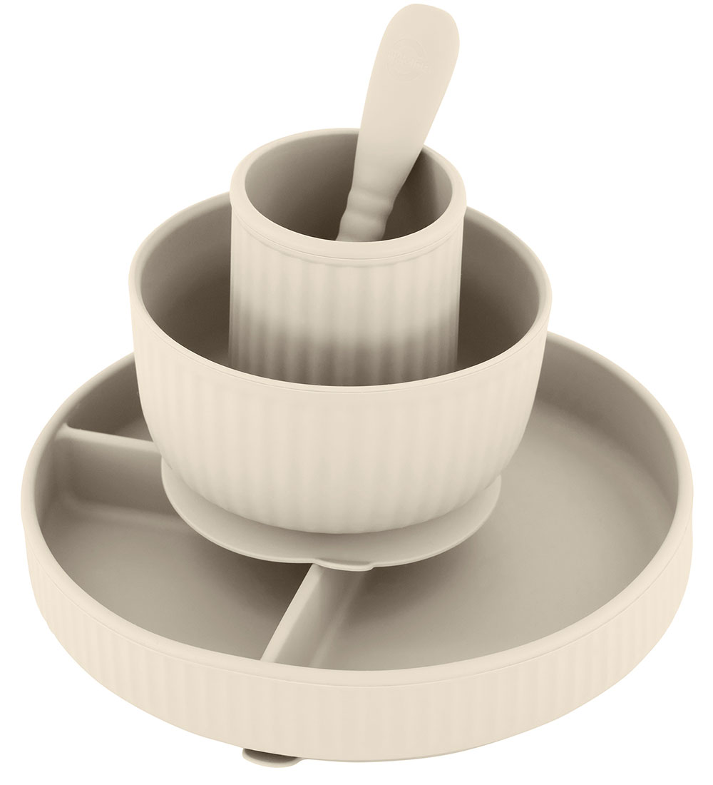 Mikk-Line Dinner Set - Silicone - 4 Parts - White Swan
