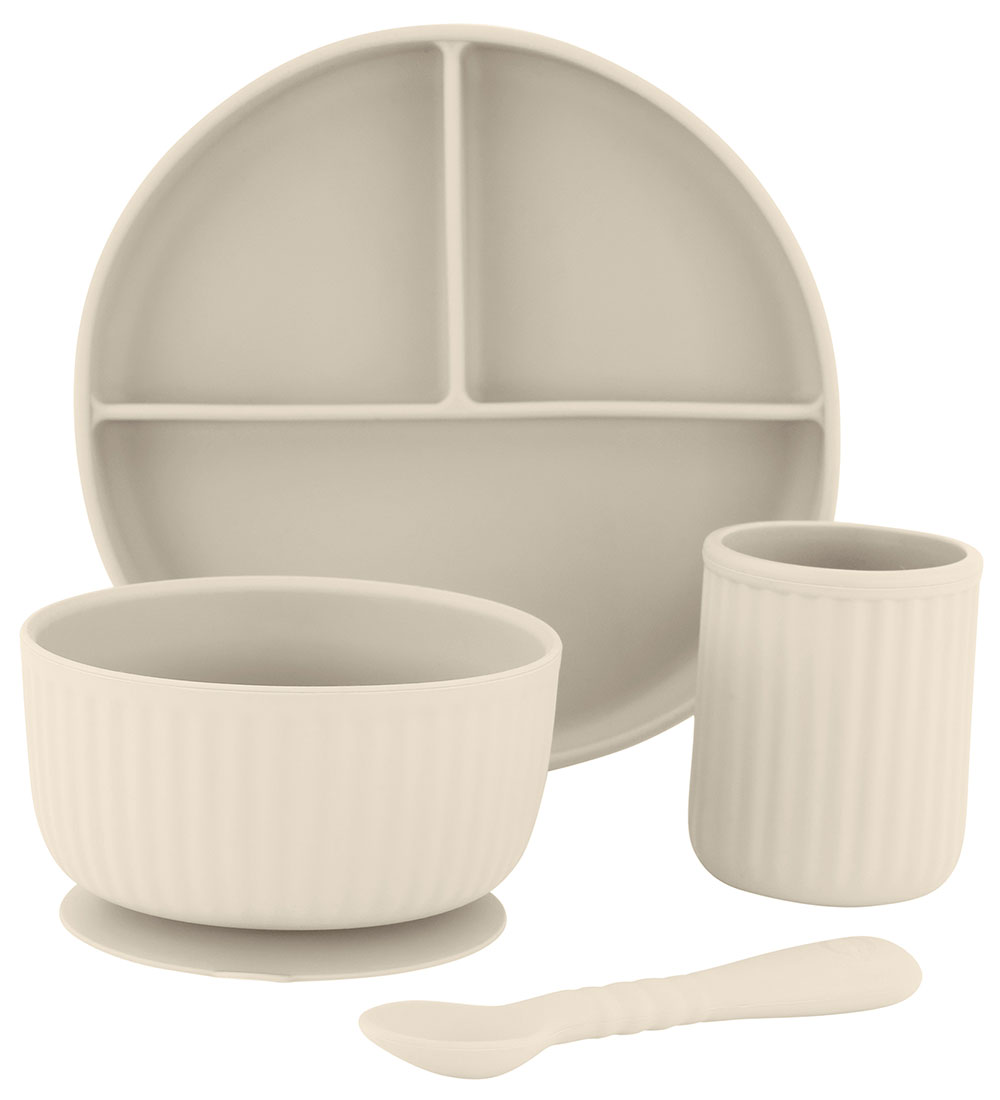 Mikk-Line Dinner Set - Silicone - 4 Parts - White Swan