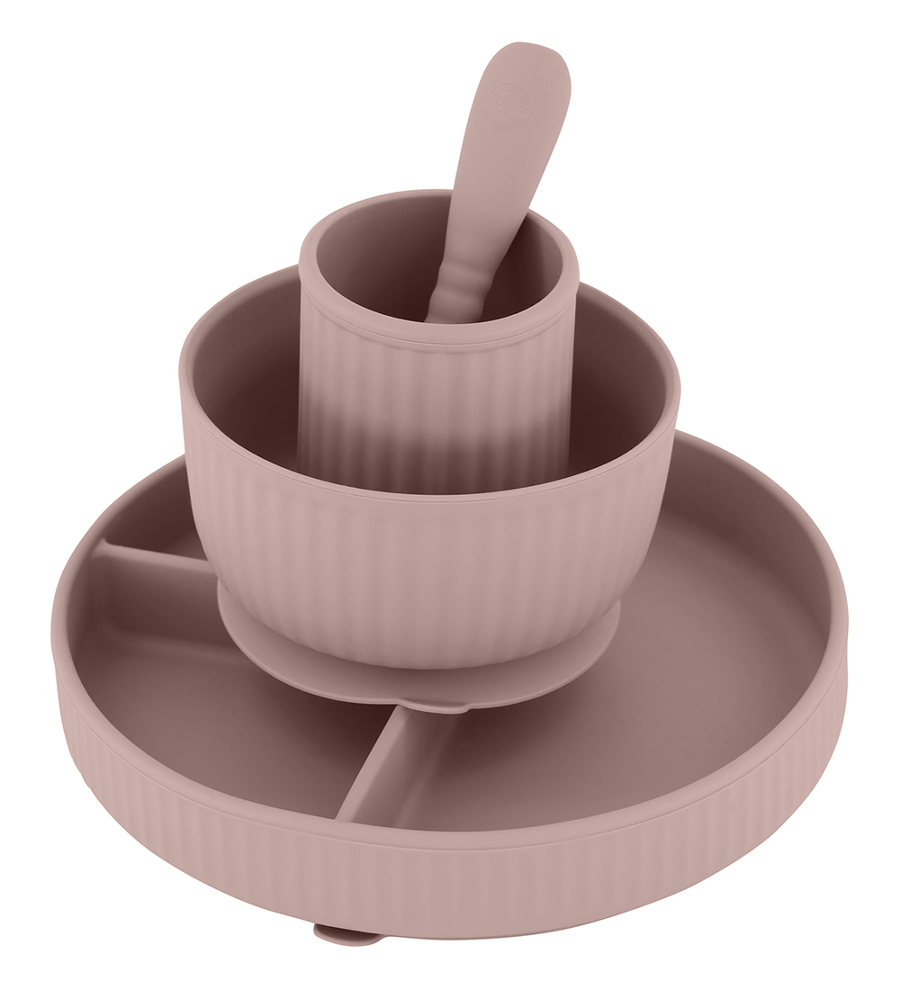 Mikk-Line Dinner Set - Silicone - 4 Parts - Adobe Rose