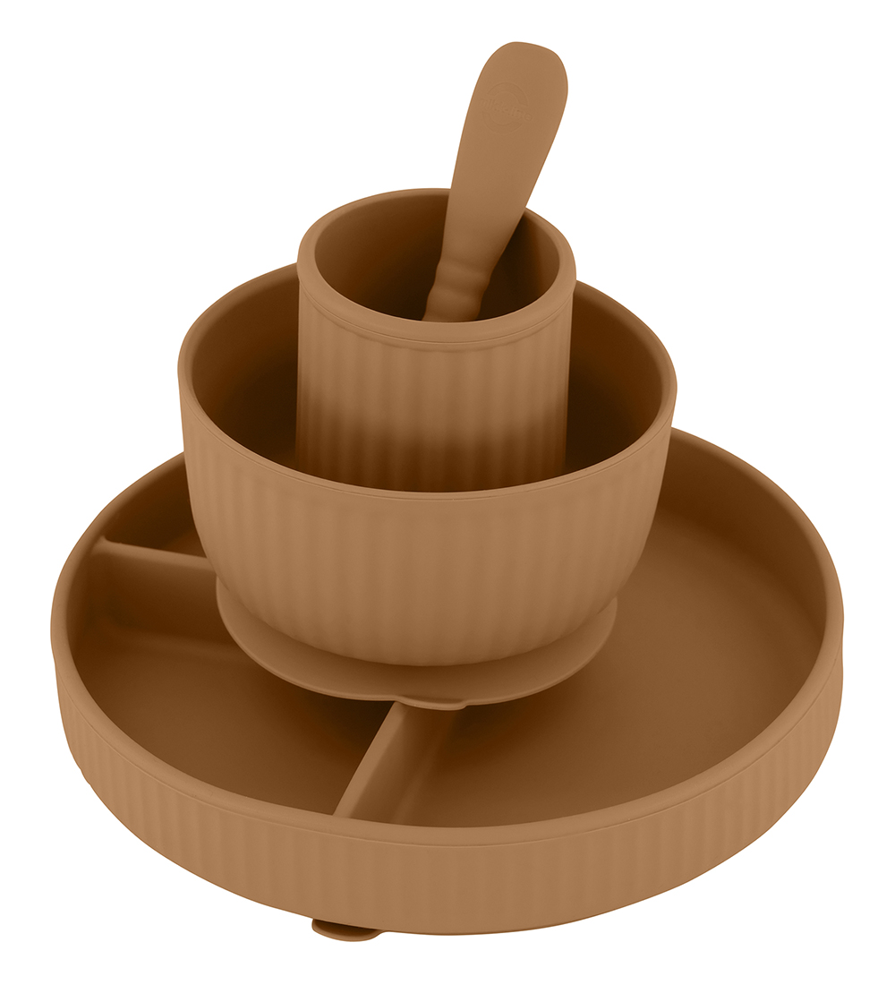 Mikk-Line Dinner Set - Silicone - 4 Parts - Brown Sugar