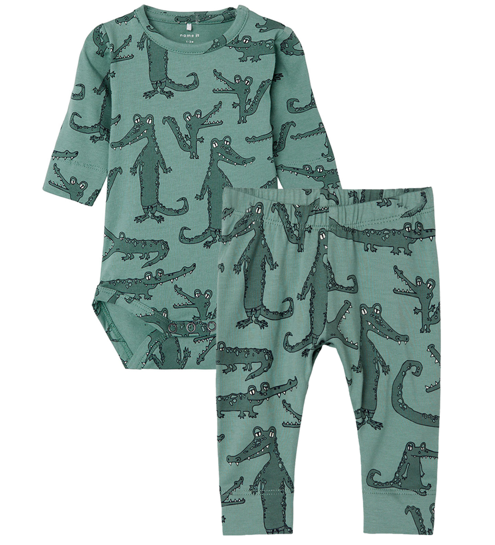 Name It Bodysuit l/s - NbmLassir - Trellis w. Crocodiles