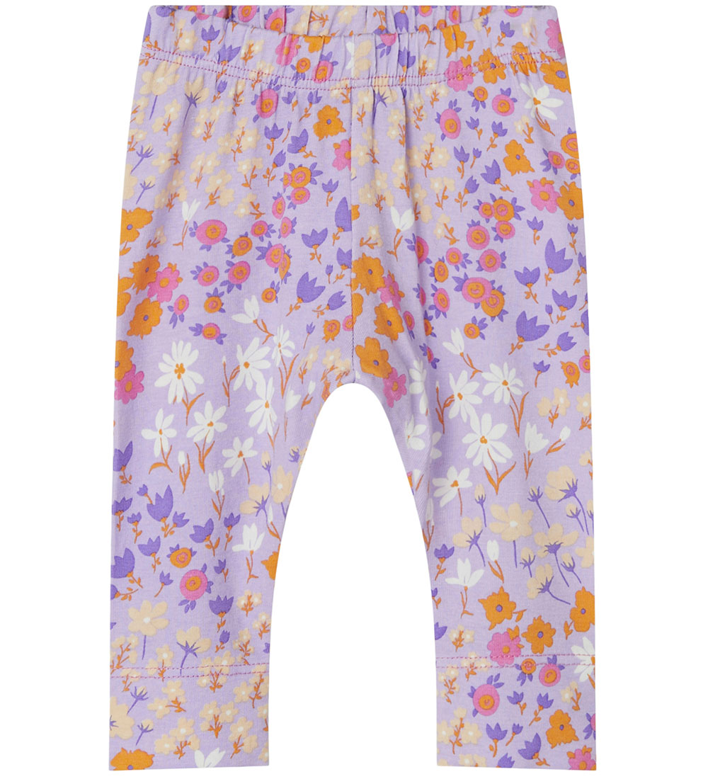Name It Leggings - NbfTunna - Lilac Breeze w. Flowers