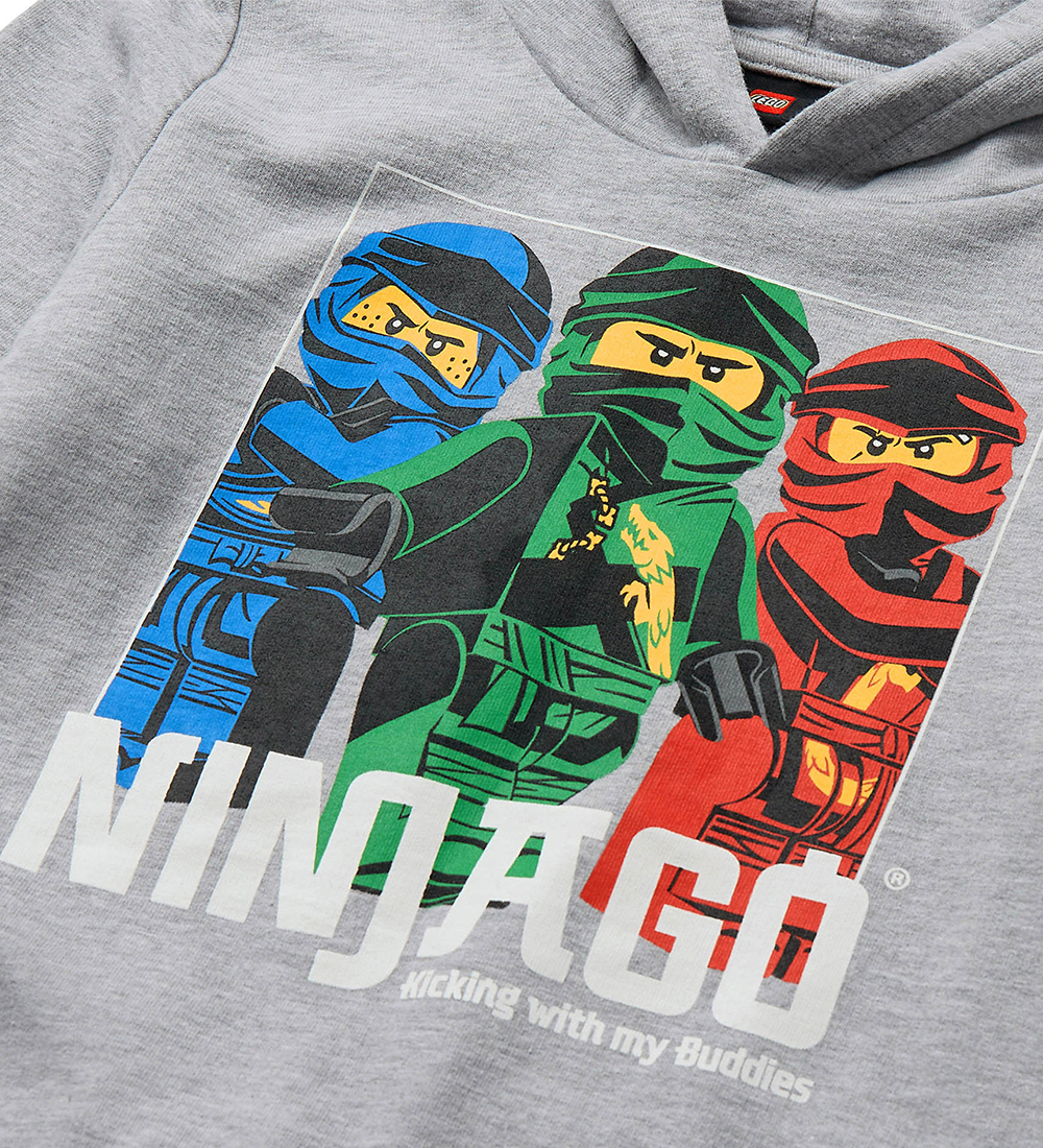 LEGO® Ninjago Hoodie - LWScout 102 - Grey Melange w. Ninjas