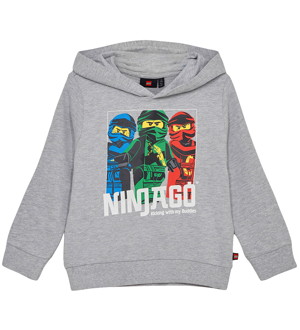 LEGO® Ninjago Hoodie - LWScout 102 - Grey Melange w. Ninjas
