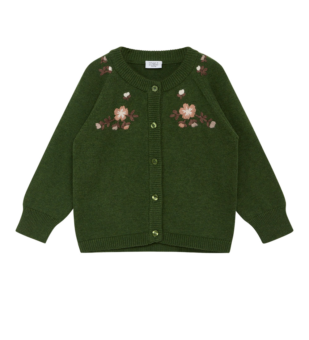 Hust and Claire Gilet - Carlota - Tricot - Green Lac av. Fleur