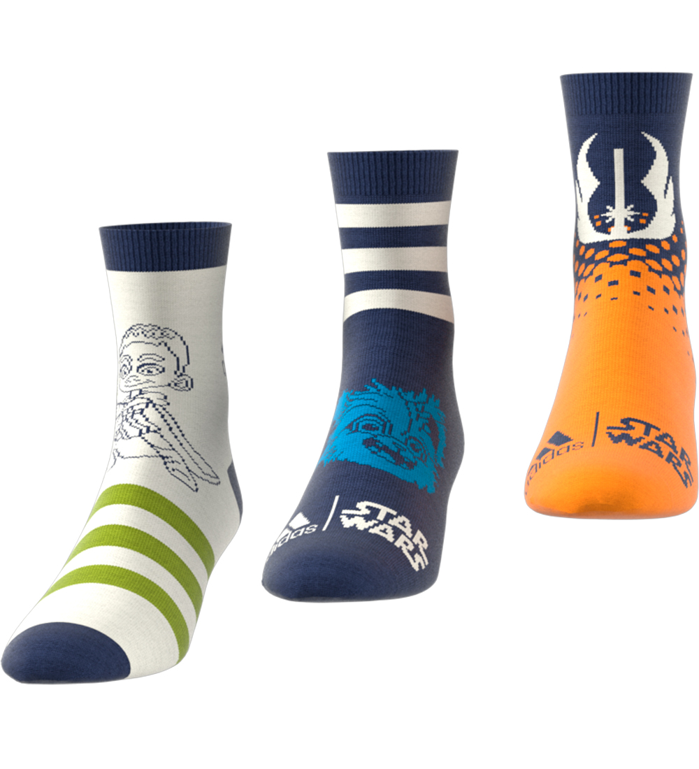 adidas Performance Socks - 3-Pack - White/Blue/Orange w. Star Wa