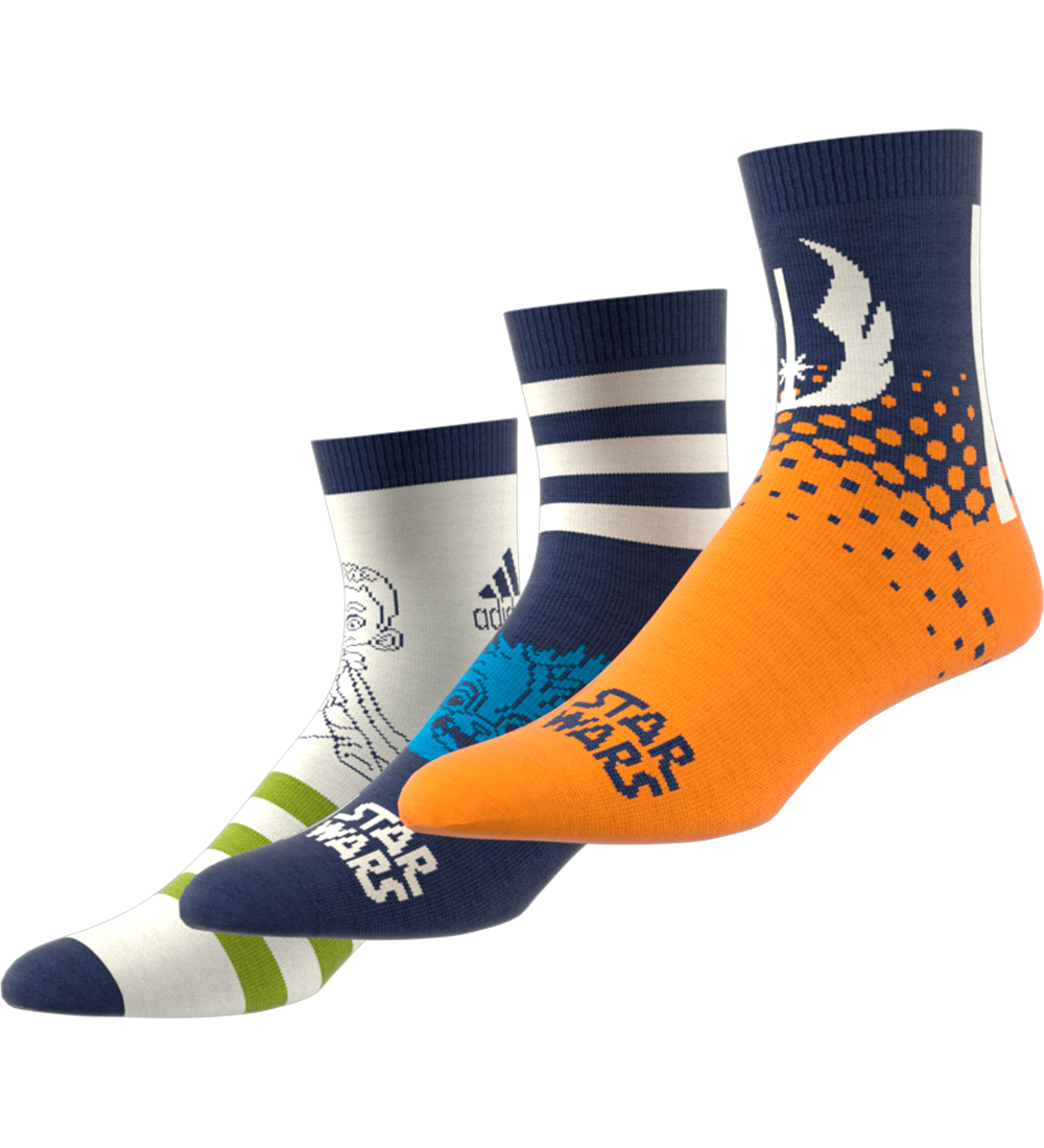 adidas Performance Socks - 3-Pack - White/Blue/Orange w. Star Wa