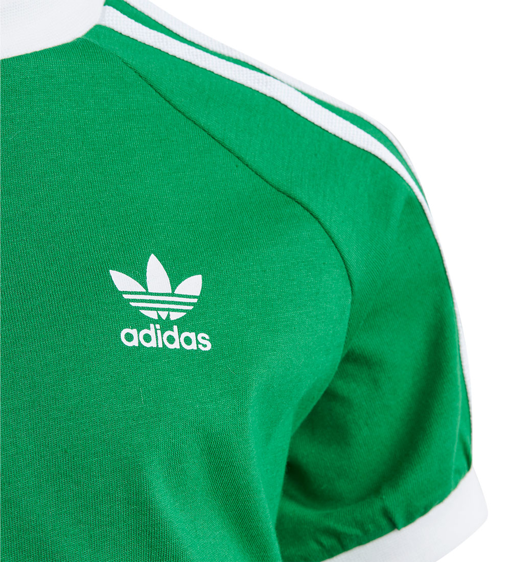 adidas Originals Stuttermabolur - 3 rendur - Grænt/Hvítur