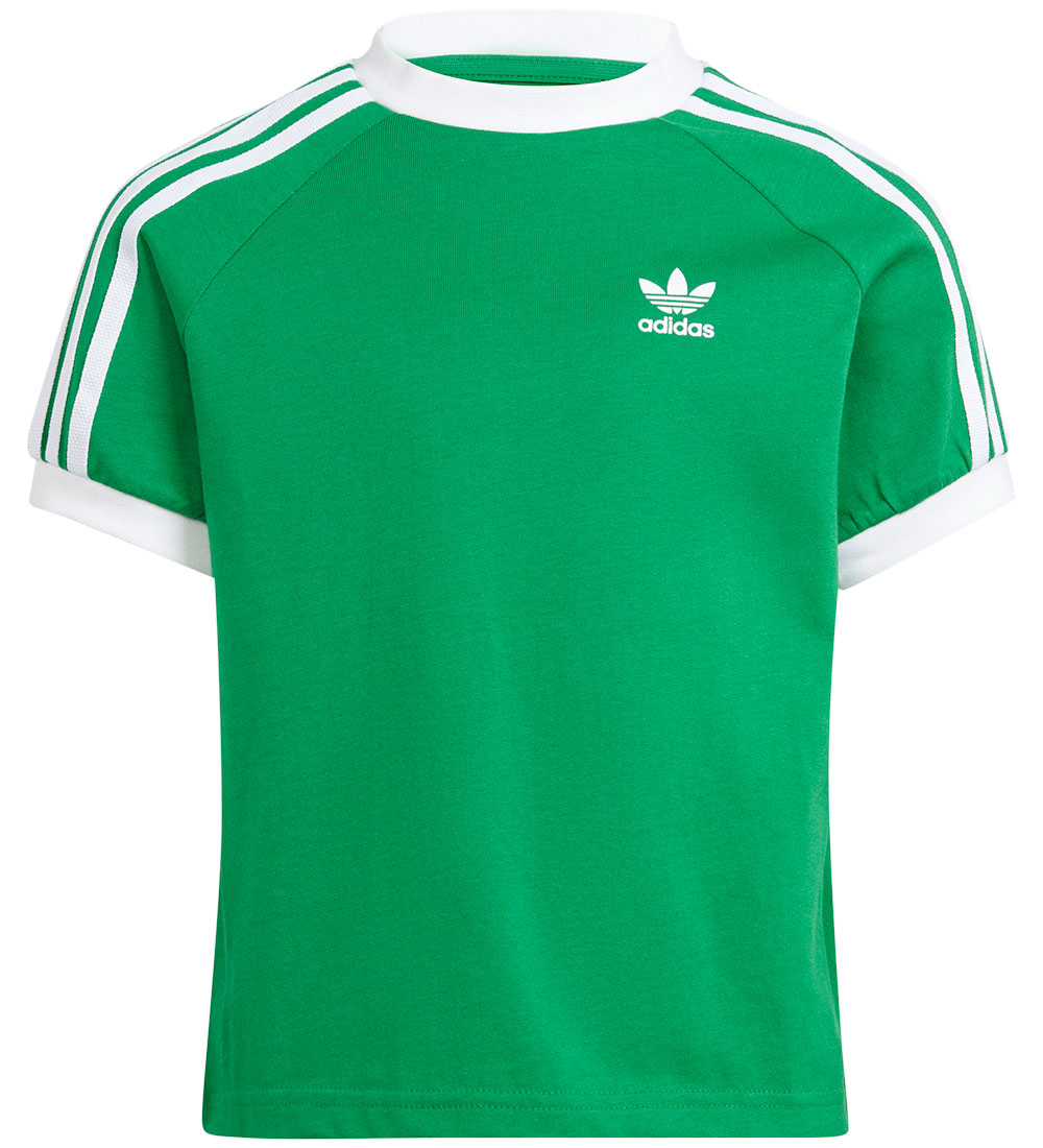 adidas Originals Stuttermabolur - 3 rendur - Grænt/Hvítur