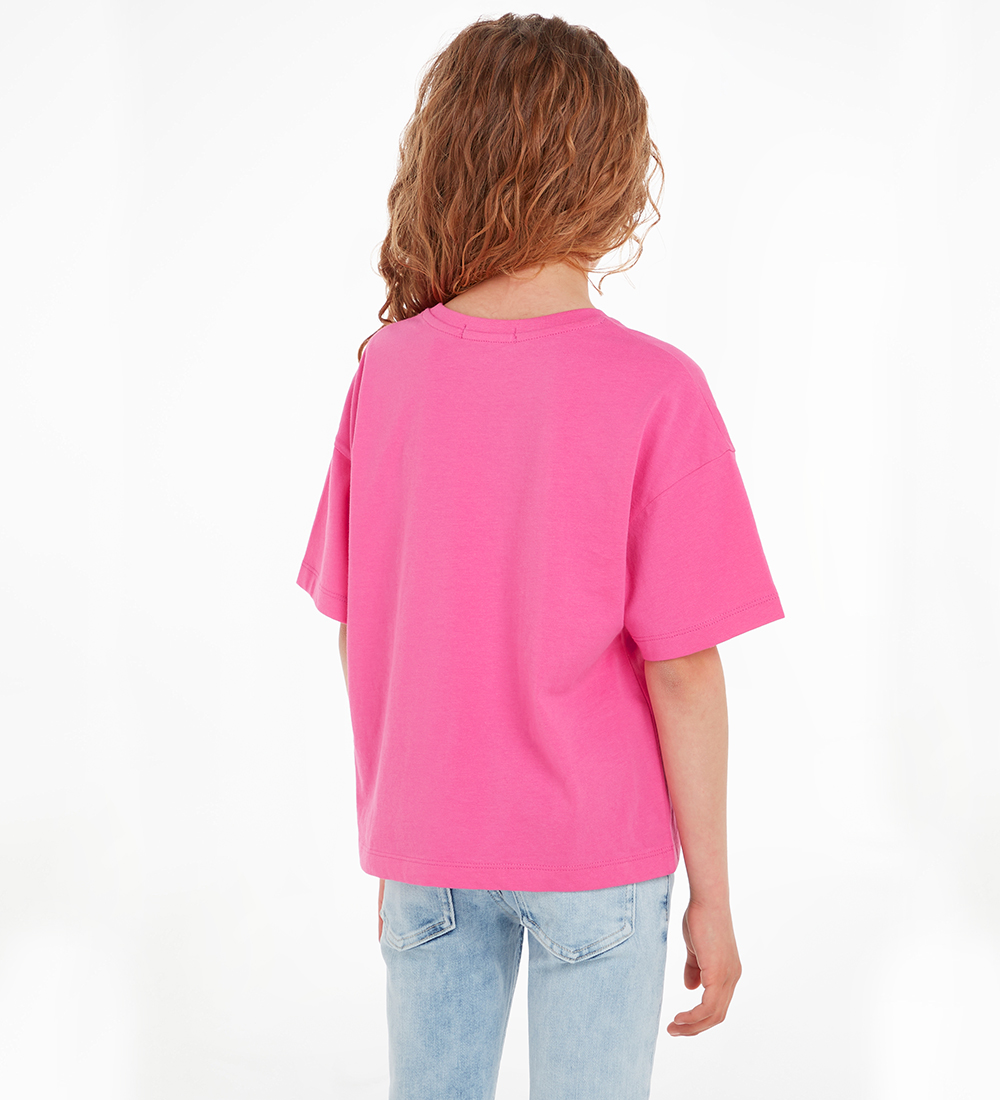 Calvin Klein T-shirt - Puff Hero Logo - Rosa Amour