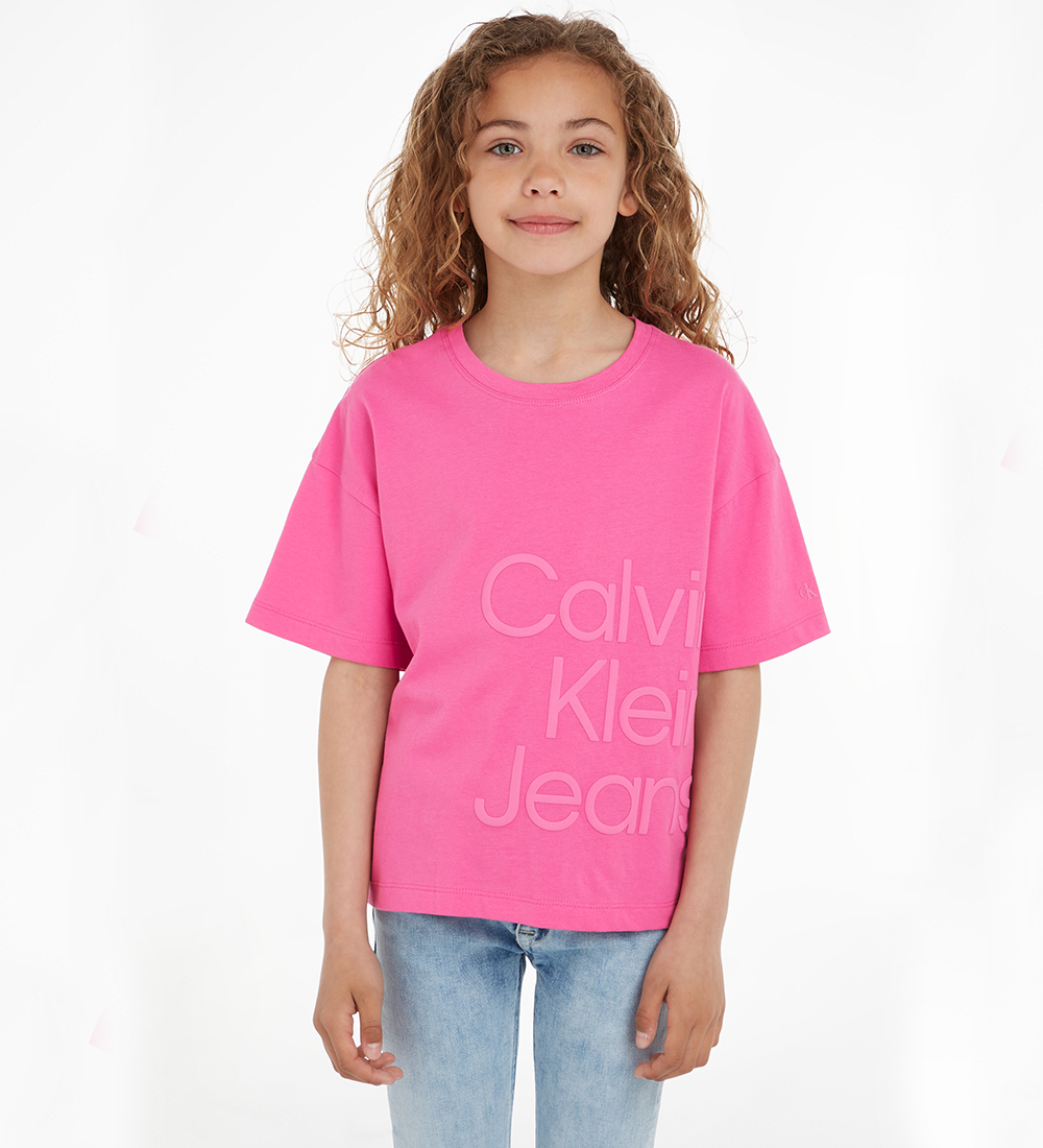 Calvin Klein T-shirt - Puff Hero Logo - Rosa Amour