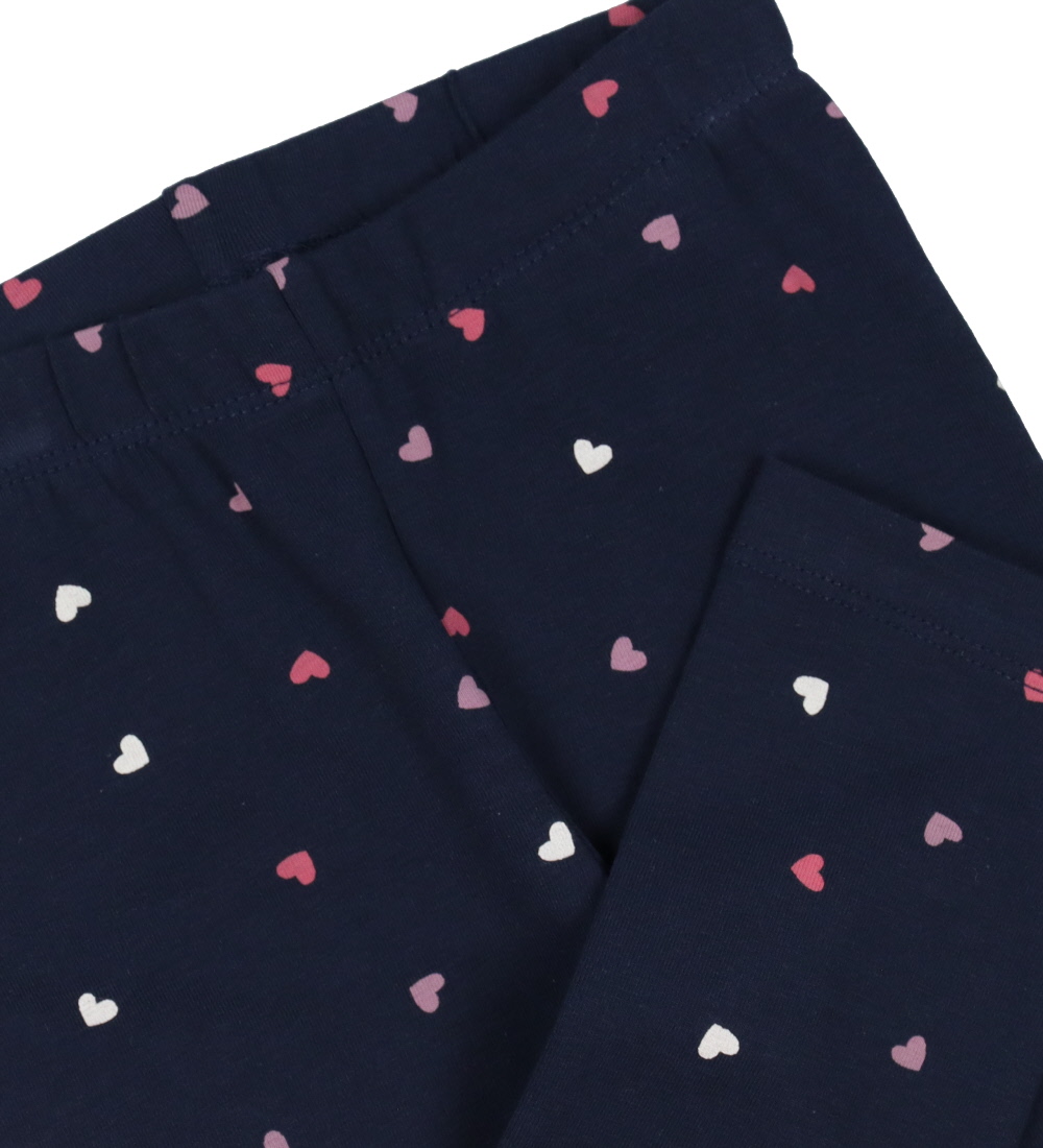 Name It Leggings - Noos - NkfVivian - Dark Sapphire m. Harten