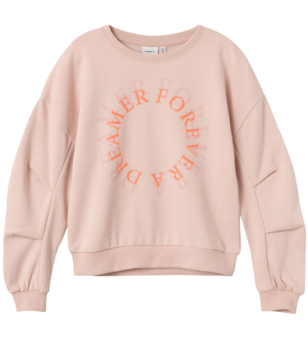 Name It Sweatshirt - NkfTaround - Sepia Rose m. Glitzer