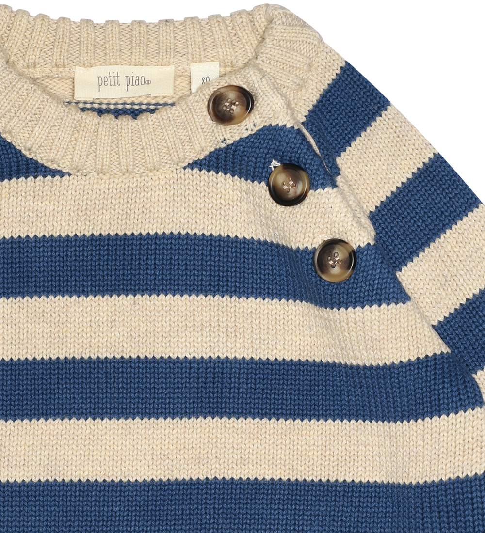 Petit Piao Blouse - Knitted - Denim Blue/Soft Sand w. Stripes