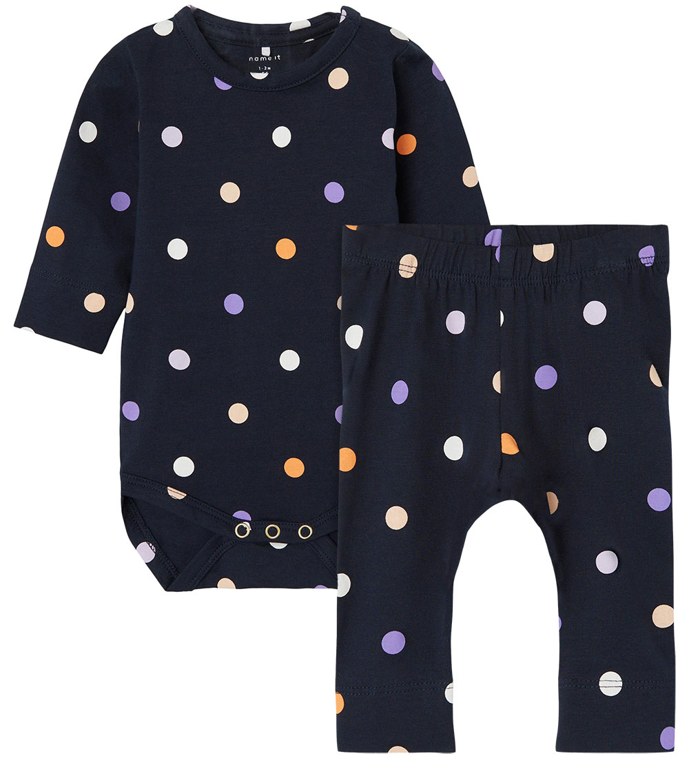 Name It Body set l/s - NbfTunna - Dark Sapphire w. Dots