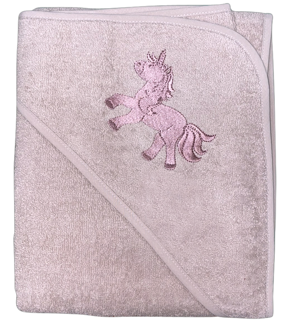 Nrgaard Madsens Hooded Towel - 75x75 cm - Pale Mauve w. Unicorn