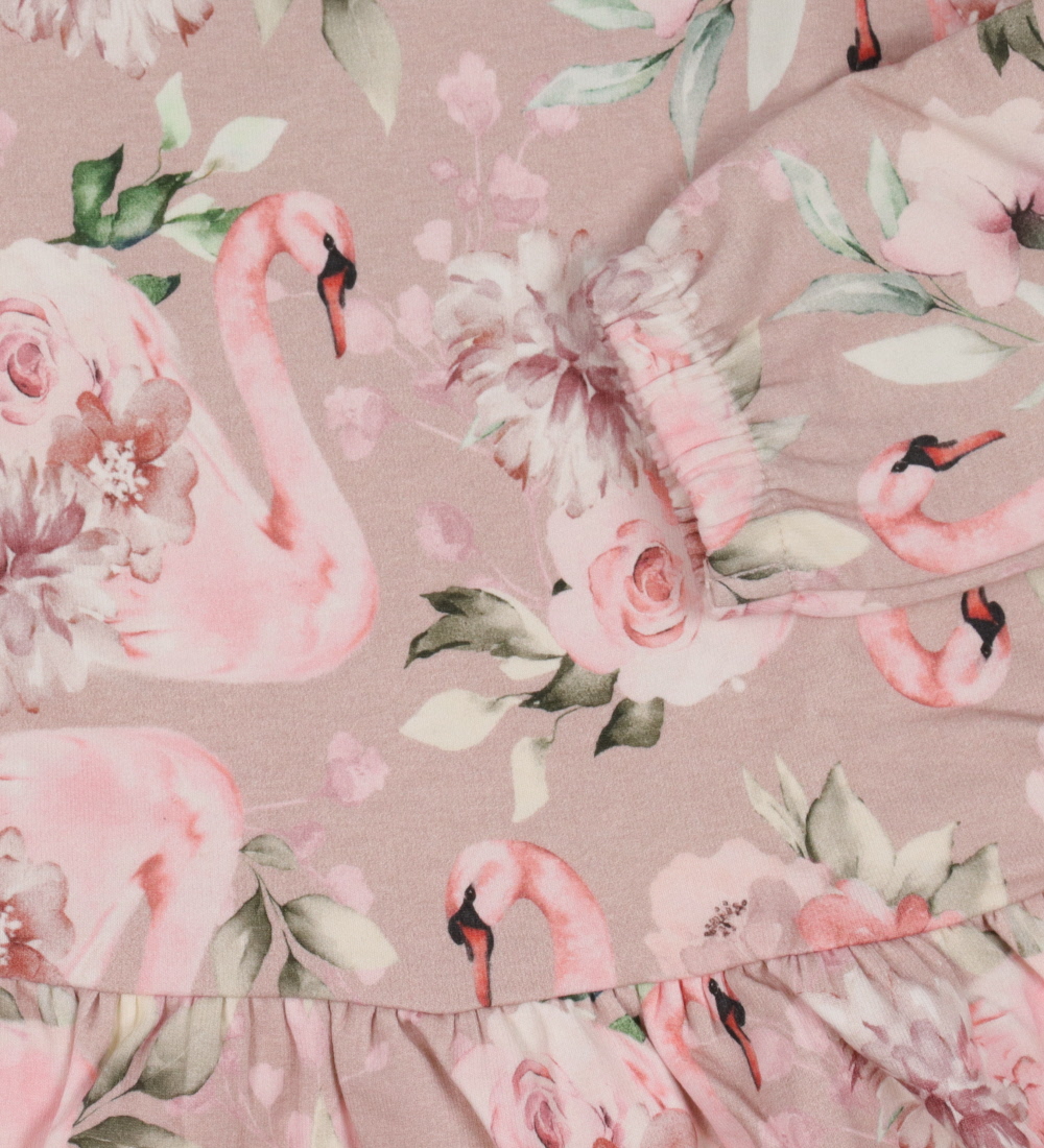 Name It Sweat Dress - NmfTonia Sweat - Sepia Rose w. Swans