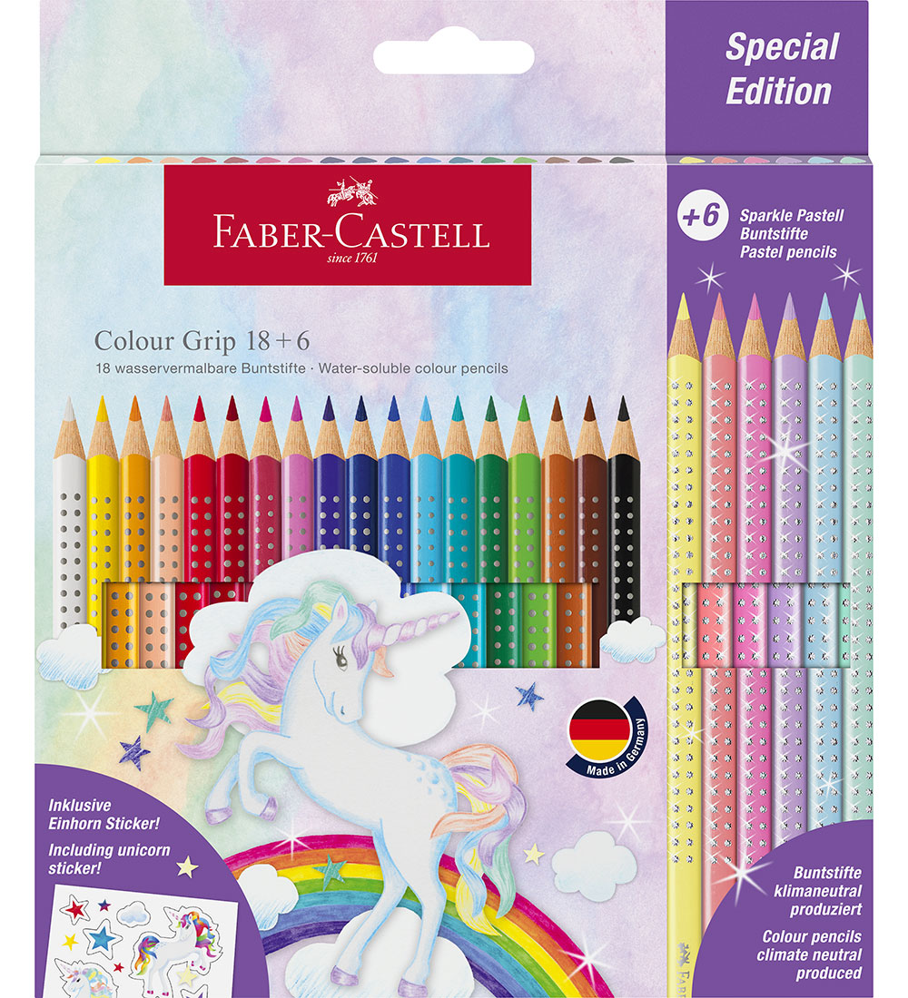 Faber-Castell Buntstifte - Dreieckig - Grip Unicorn - 18+6 Stk