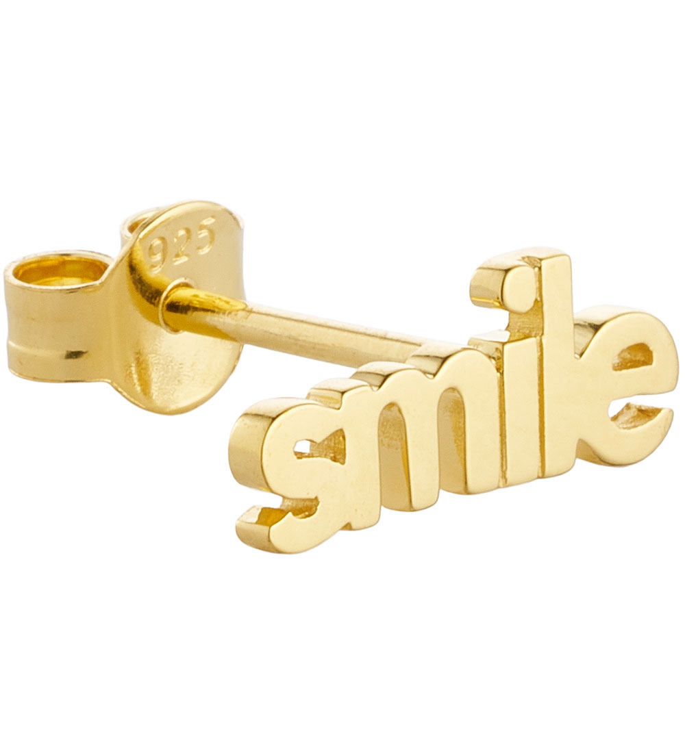 Design Letters Earring - 1 pcs - SMILE - 18K Gold Plated