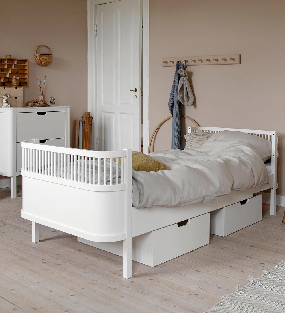 Sebra Bettschublade - 71x55x21 cm - Baby & Junior - Classic+ Whi