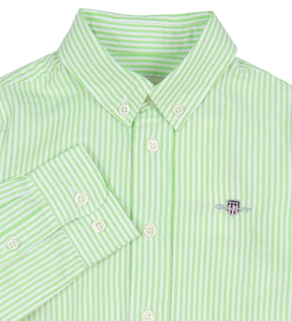 GANT Hemd - Oxford - Slime Green/Weißer Streifen