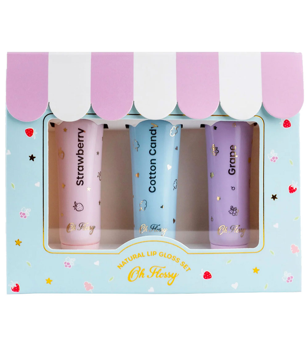 Oh Flossy Lip Gloss - 3-pack - Jordgubbar/Candyfloss/Grape