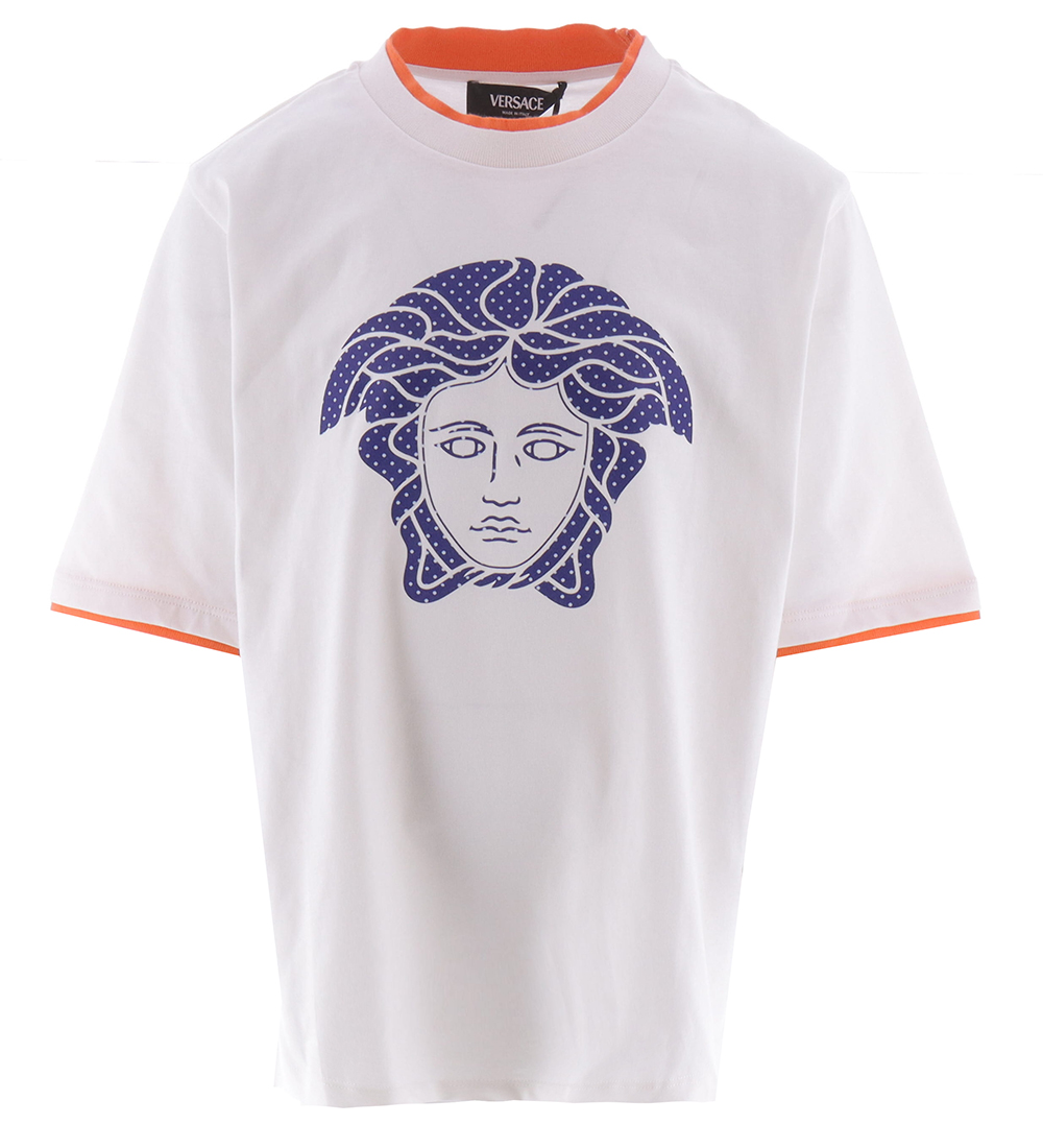 Versace Stuttermabolur - Hvítur"Blár M. Appelsína
