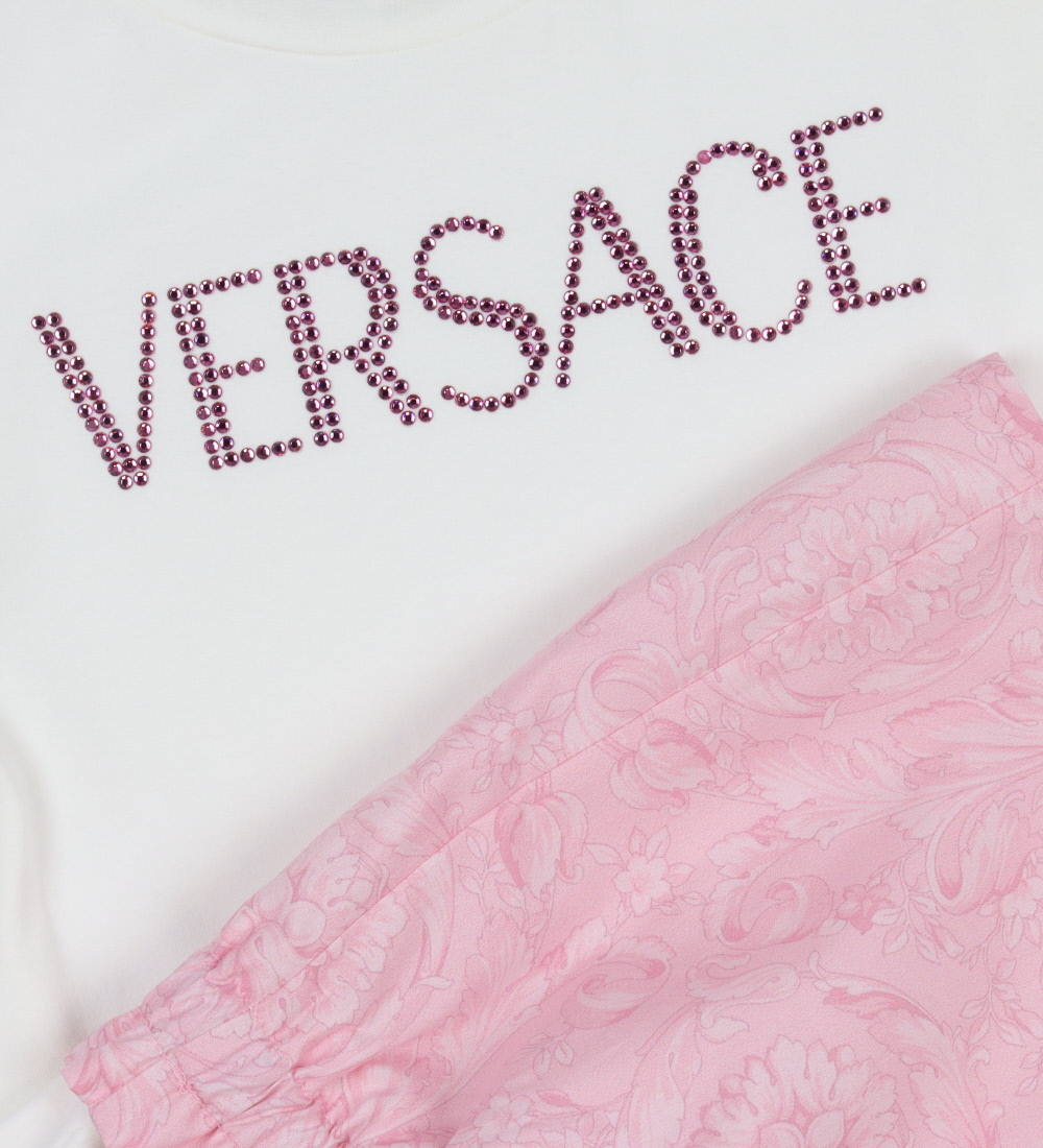 Versace Dress - White/Pink w. Rhinestone