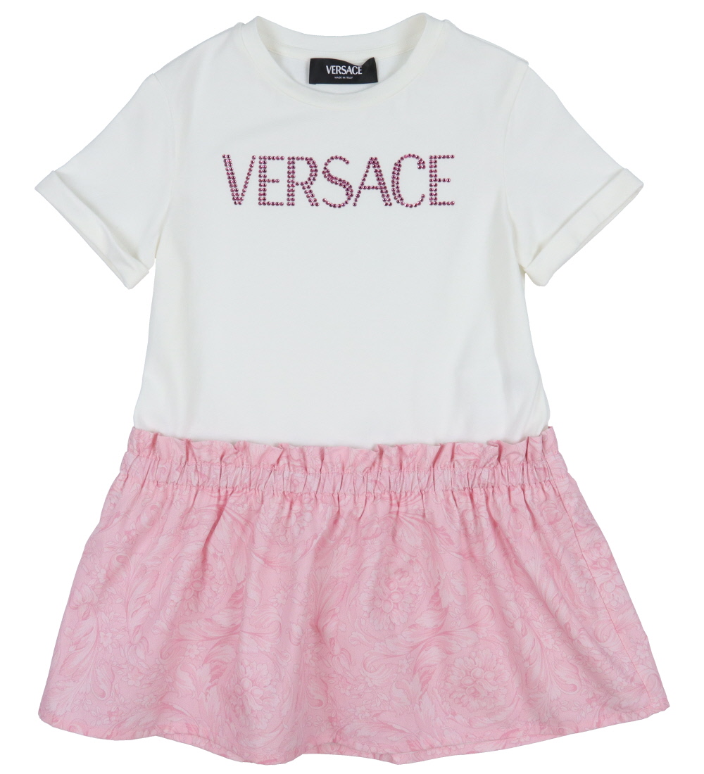 Versace Dress - White/Pink w. Rhinestone