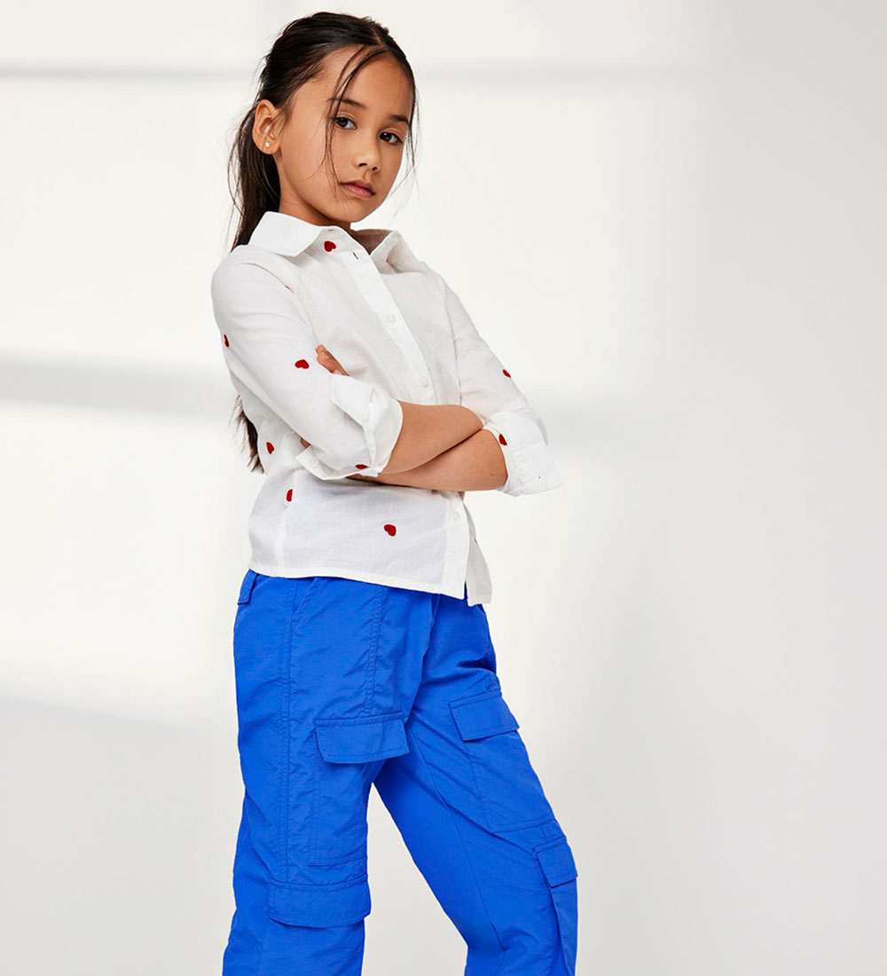 Kids Only Hemd - KogLina - Bright White/Flame Scarlet Hearts