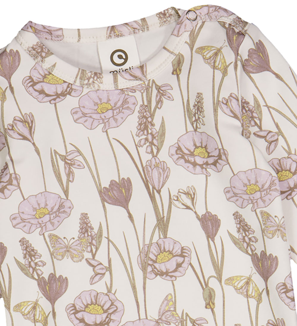 Müsli Romper l/s - Krokus - Conditioner Cream/Orchid/Maïs