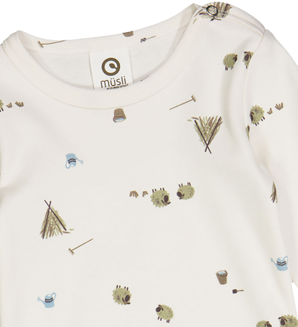 Müsli Bodysuit l/s - Farming - Conditioner Cream/Desert Green/Co