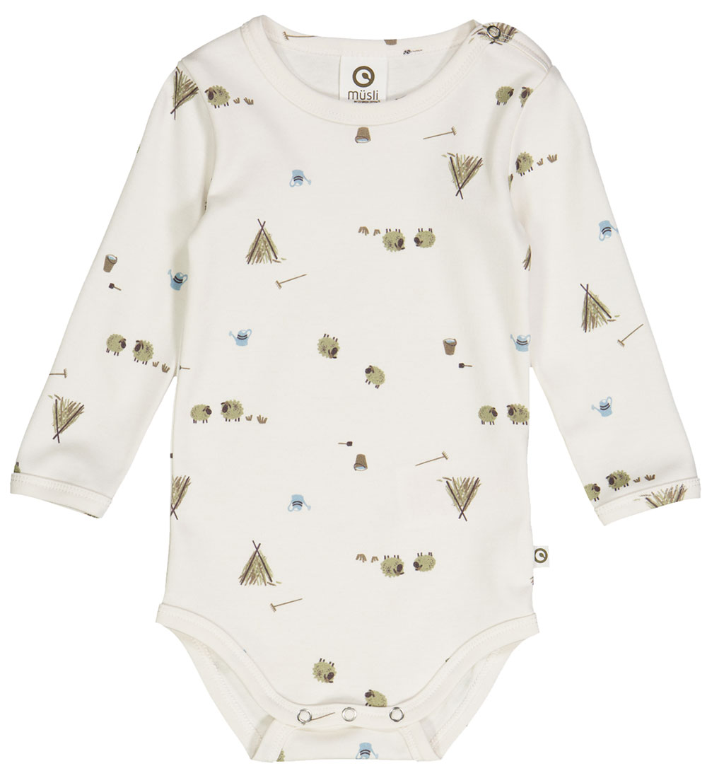 Müsli Bodysuit l/s - Farming - Conditioner Cream/Desert Green/Co