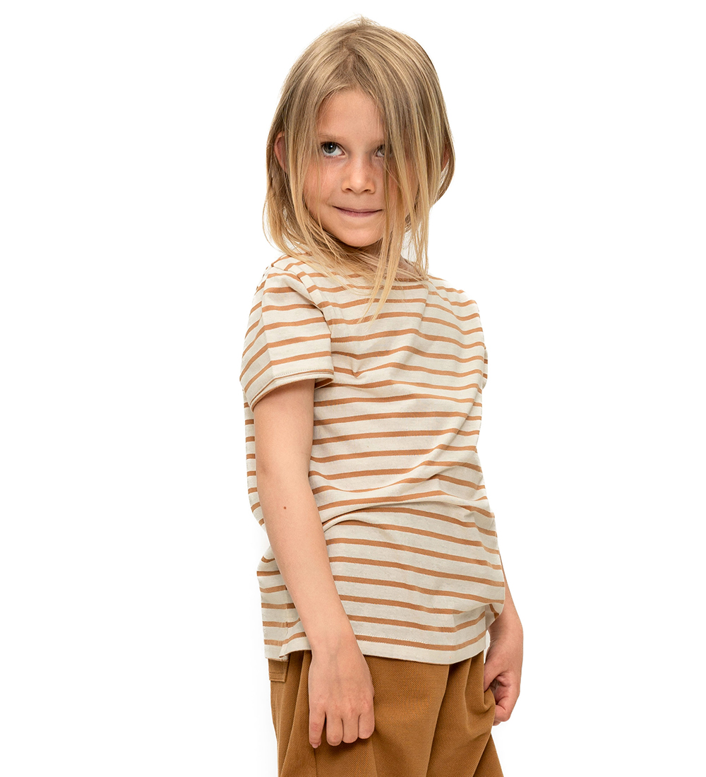 Minimalisma T-Shirt - Leinen - Bronzestreifen