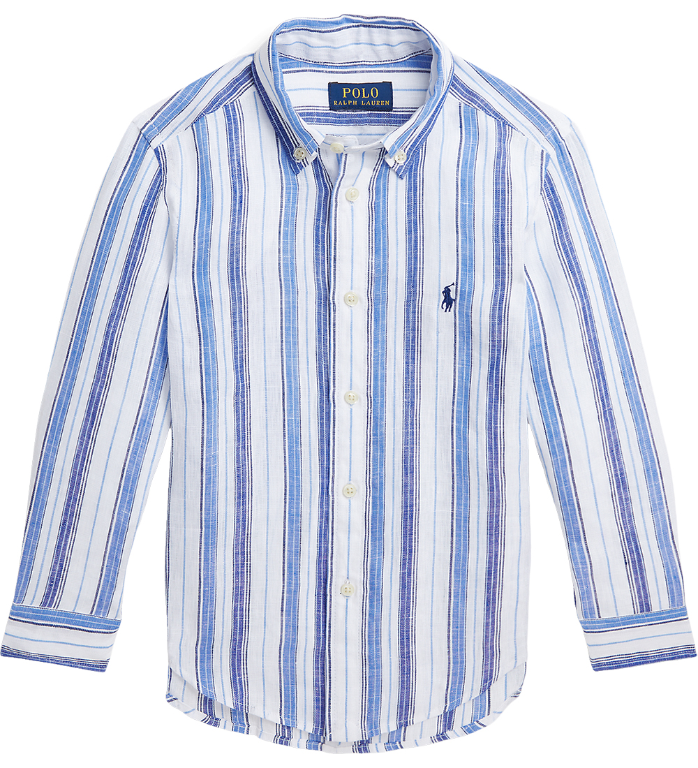 Polo Ralph Lauren Hemd - Leinen - Blau/Weiß gestreift