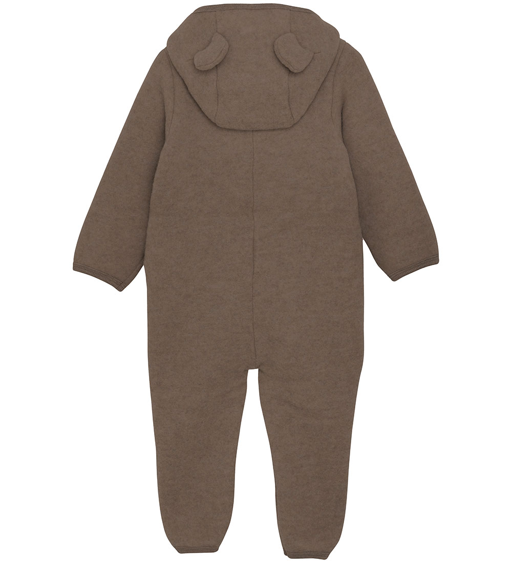 Huttelihut Pramsuit - Wool - Dark Brown Melange w. Ears