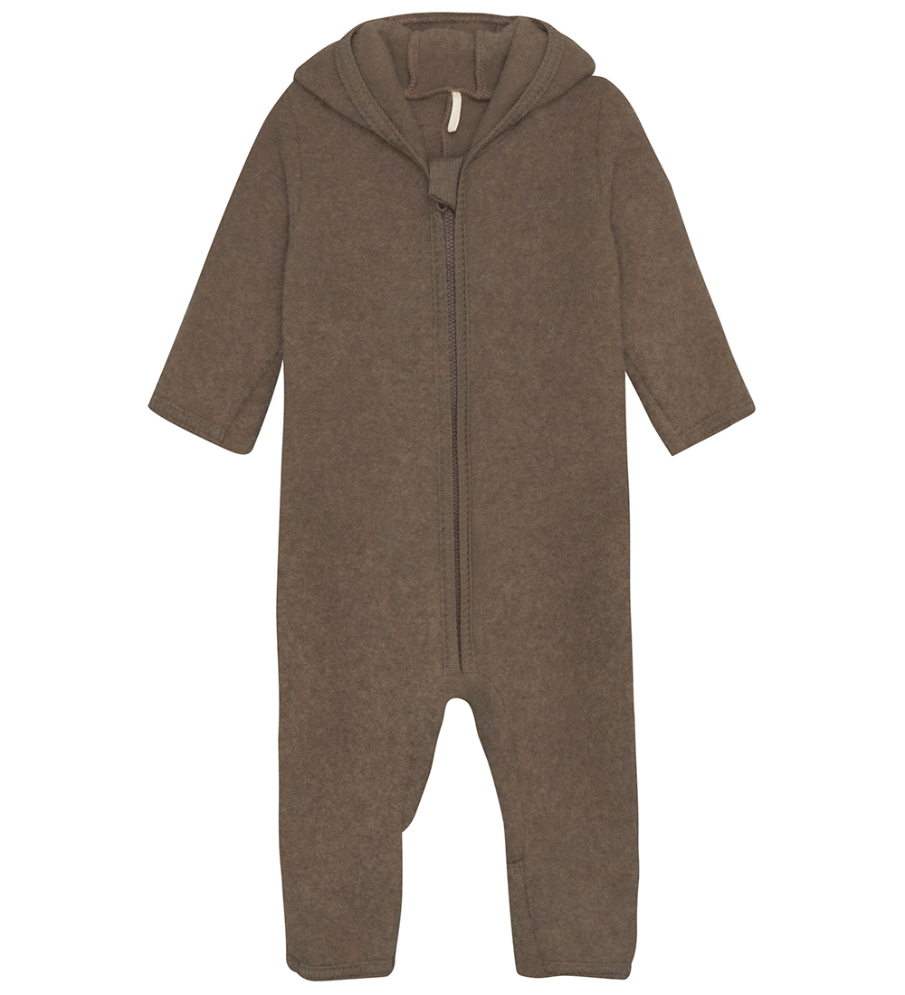 Huttelihut Pramsuit - Wool - Dark Brown Melange w. Ears