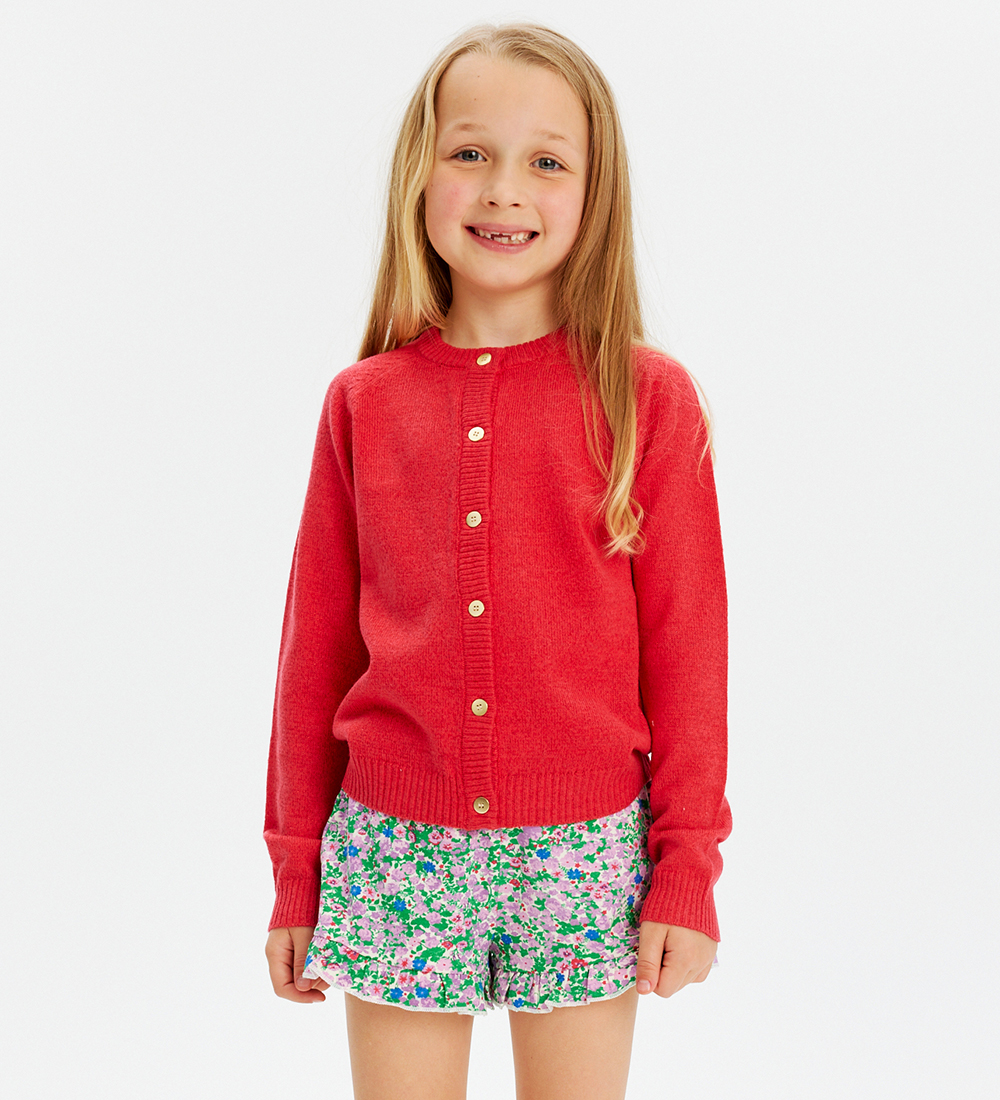The New Cardigan - Knitted - TnEve - Geranium w. Glitter
